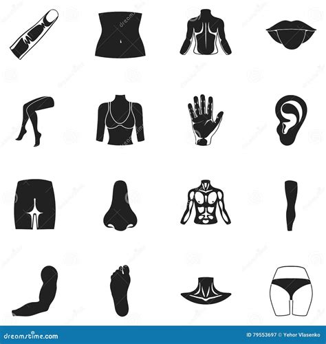 Part Of Body Set Icons In Black Style Big Collection Part Of Body
