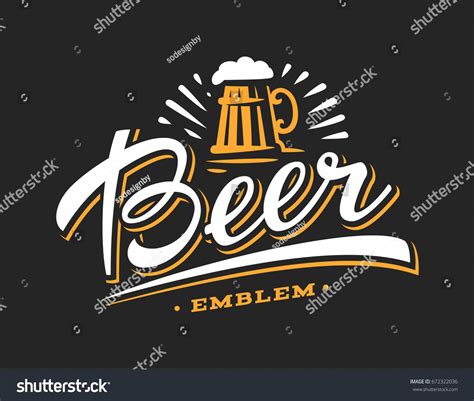 Mug Beer Logo Vector Illustration Emblem Brewery Design On Dark