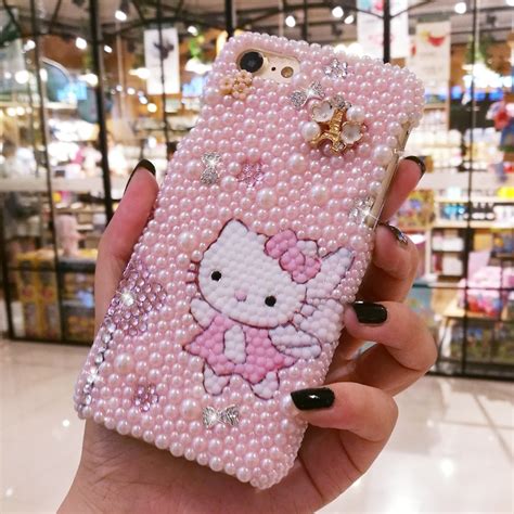 For Iphone Xr 3d Bling Crystal Luxury Pearl Pink Hello Kitty Diamond