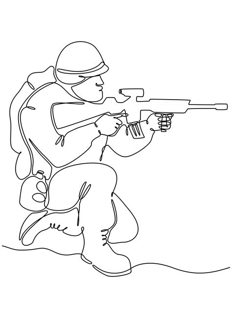 Continuous Line Drawing Of Soldiers Vector Illustration 2781321 Vector