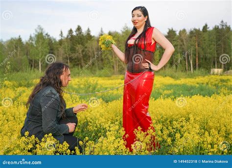 Kinky Couple Walking On The Nature And Having Roleplay Game Latex