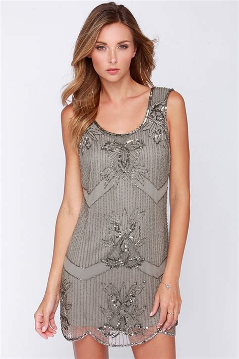 beaded dress slip dress taupe dress 115 00 lulus