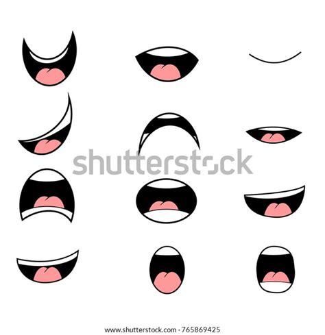 Set Cartoon Mouth Poses Animation Vector Stock Vector Royalty Free