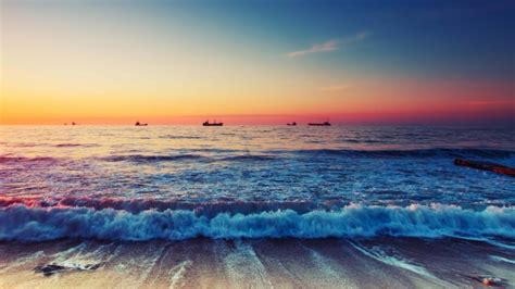 Download 2560x1600 Ocean Beach Sunset Horizon Scenic