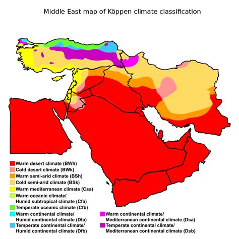 Middle East map of Köppen climate classification. | Middle east map, Asia map, Middle east