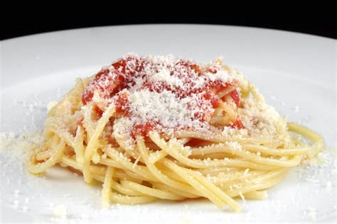 Spaghetti With Tomato Sauce And Parmesan Cheese Stock Image Image Of