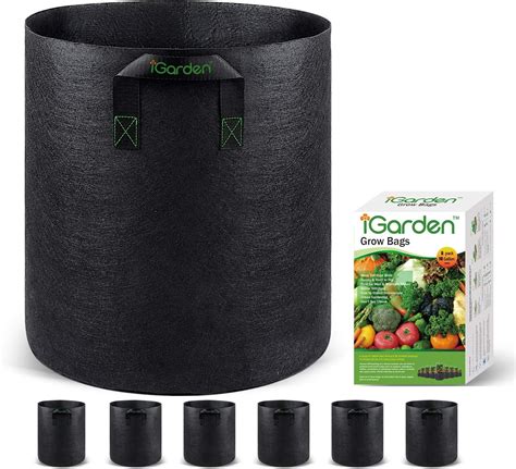 Igarden Grow Bags Tall 10 Gallon Grow Pots 6 Pack With