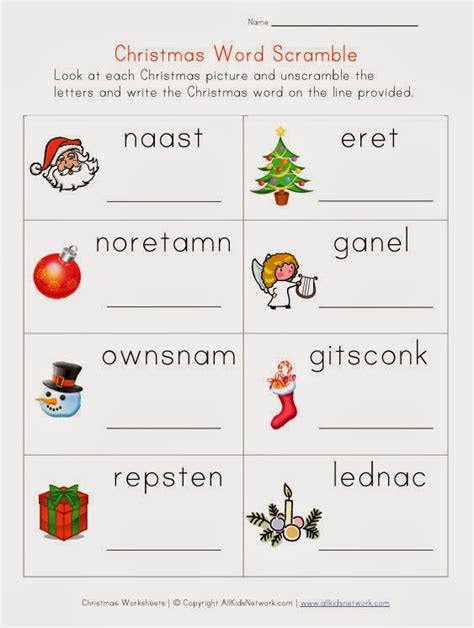 5 Easy Christmas Word Jumble Printable For Kids