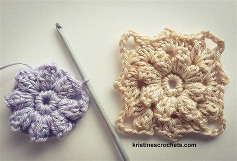 Kristinescrochets Popcorn Flower Square Motif Crochet Pattern