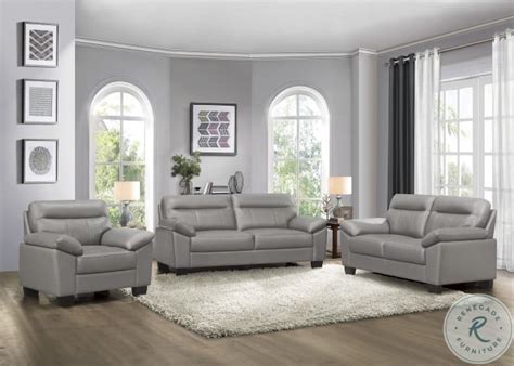 Denizen Gray Leather Living Room Set From Homelegance Coleman Furniture