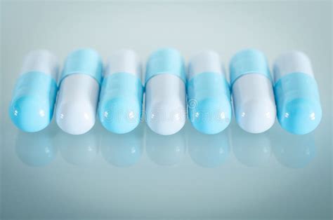 Blue And White Medical Capsules Stock Image Image Of Pills