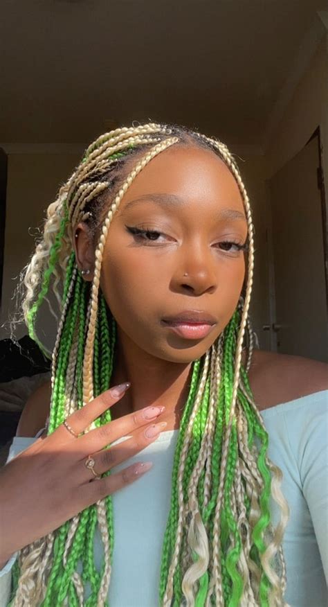 Yellow Grey And Green Xpression Cute Box Braids Hairstyles Protective