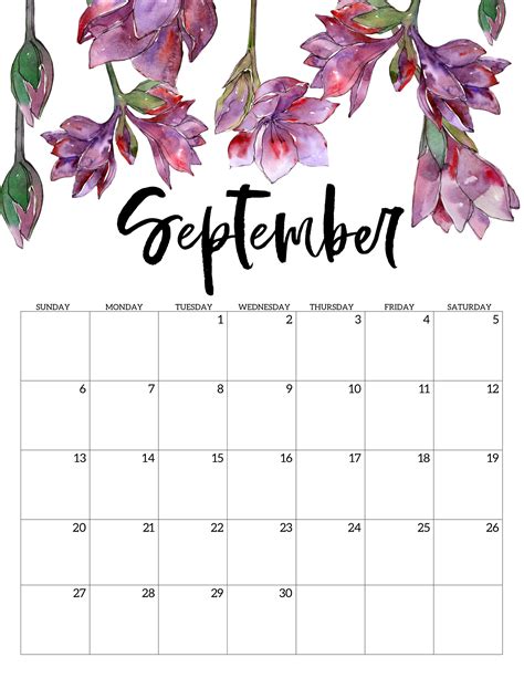 2020 Free Printable Calendar Floral Paper Trail Design