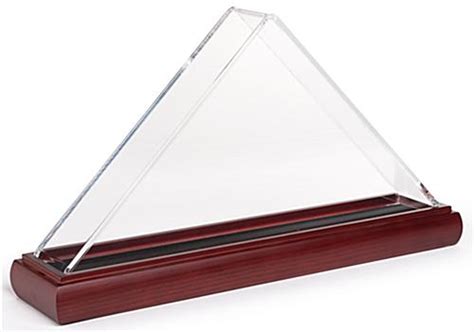 Acrylic Triangle Clear Us Flag Case Rich Red Mahogany Base