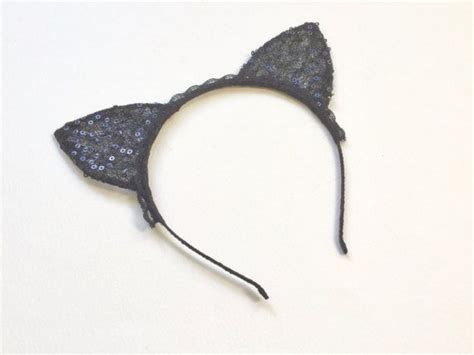 Black Sequin Lace Cat Ears Headband Etsy Cat Ears Headband Ear