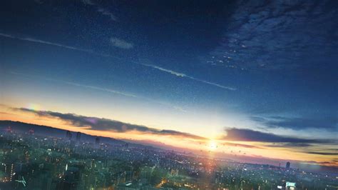 Anime Sunset Sky Cityscape Wallpapers Hd Desktop And Mobile