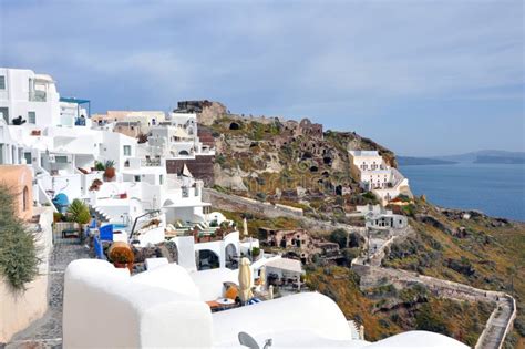 Dorf Oia Auf Griechischer Insel Santorini Stockfoto Bild Von
