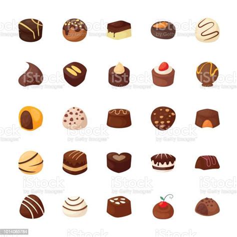 Ilustración De Conjunto De Iconos De Vector De Chocolates Surtidos Y