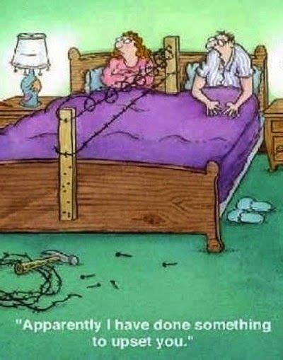 Funny Marriage Bed Argument Cartoon Apparently I Have Done Something