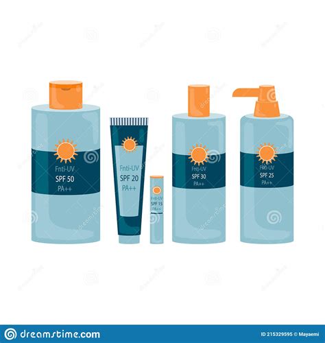 A Set Of Icons For Sunscreen And Lipstick Bottles Flat Set Of Vector