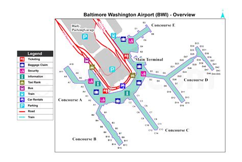 Baltimorewashington International Thurgood Marshall Airport Map Bwi