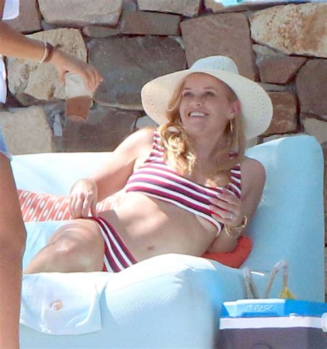 Reese Witherspoon In Red And White Bikini On The Pool In Cabo San Lucas GotCeleb