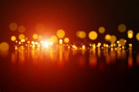 Abstract Background Orange Blurred Lights With Reflection Stock