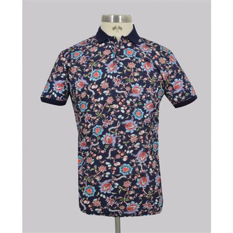 Floral Print Slim Fit Pique Golfer