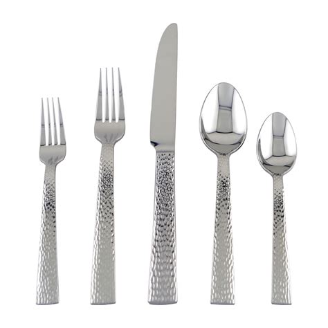 Upware 20 Piece 188 Stainless Steel Flatware Set With Hammered Style