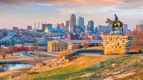The Scout Overlooking Downtown Kansas City Stock Photo Download Image