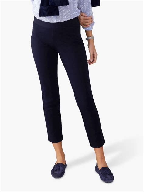 Pure Collection Cropped Stretch Trousers Navy At John Lewis And Partners