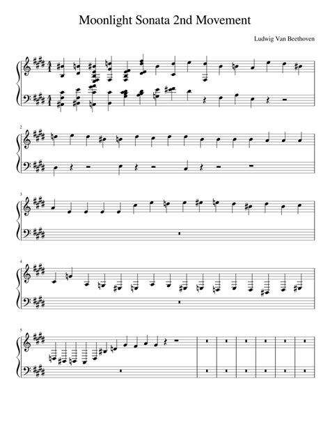 Moonlight Sonata 2nd Movement Sheet Music For Piano Solo
