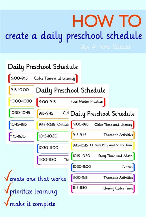 How To Create A Preschool Schedule That Works Stay At Home Educator