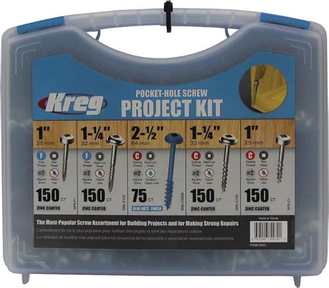 Kreg Sk03 Pocket Hole Screw Kit In 5 Sizes Wood Screws
