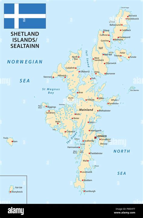 Carte Des îles Shetland Avec Drapeau Image Vectorielle Stock Alamy