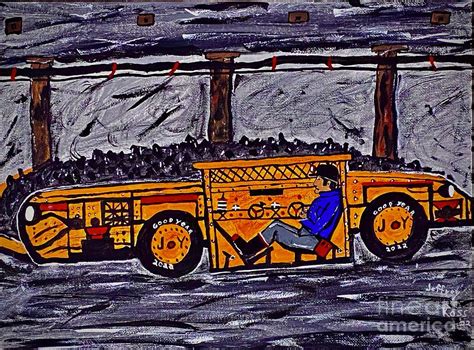 Joy Shuttle Car Hauling Coal Painting Painting By Jeffrey Koss Fine