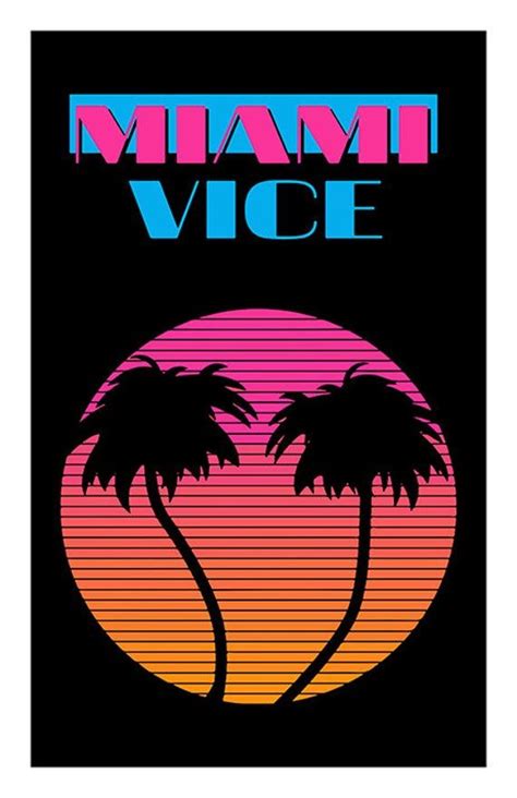 80s Poster Miami Vice Poster Classic Sunset Palm Tree Print 80