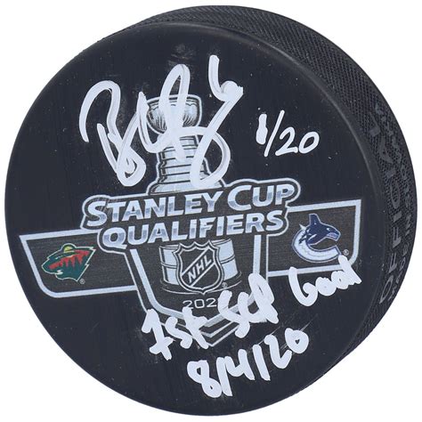 brock boeser vancouver canucks autographed 2020 stanley cup qualifiers vs minnesota wild match