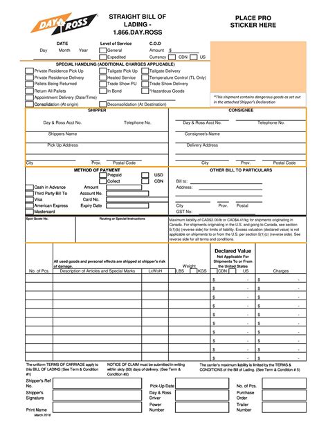 Bill Of Lading Template Sample Templates Images And Photos Finder