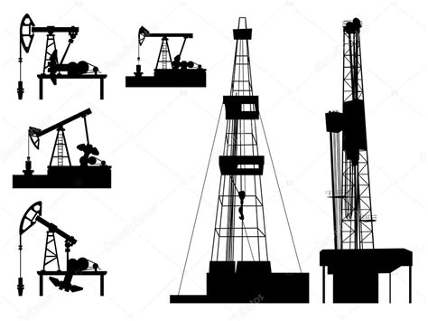 Silhouettes Of Units For Oil Industry — Stock Vector
