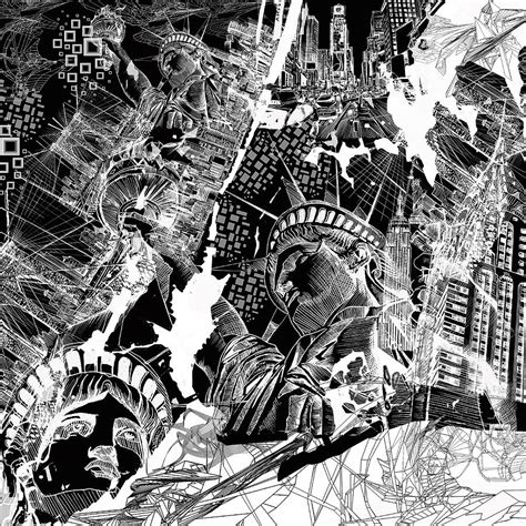 New York Map Black And White Digital Art By Bekim M
