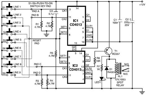 A pictorial circuit diagram uses simple images of components, while a schematic diagram shows the components and interconnections of the circuit using. Simple Electronic Code Lock | Circuits-Projects