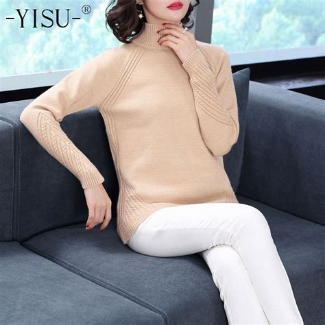 Yisu 2018 Autumn Turtleneck Sweater Female Thicken Turtleneck Casual Basic Sweater Pullover
