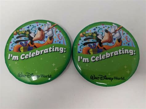 Disney Parks Im Celebrating Goofy Buttons Set Of 2 Etsy