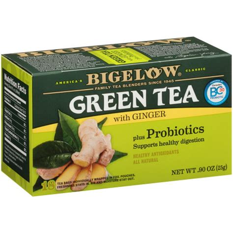 Bigelow Green Tea With Ginger Plus Probiotics Tea Bags 18 Ct