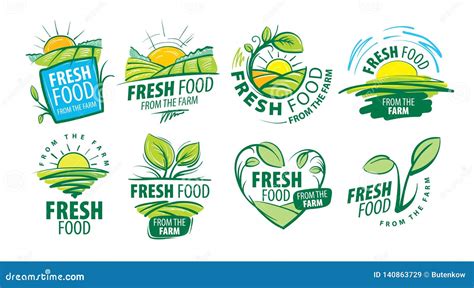 Farm Fresh And Farm Shop And Farmed Locally Logos Vector Illustration