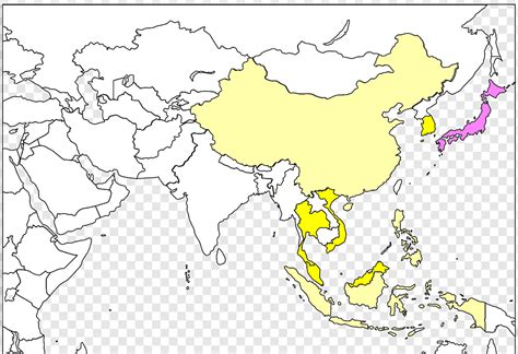 Hitam Putih Peta Asia Tenggara Kosong Peta Selatan China Selatan China Peta Asia Timur