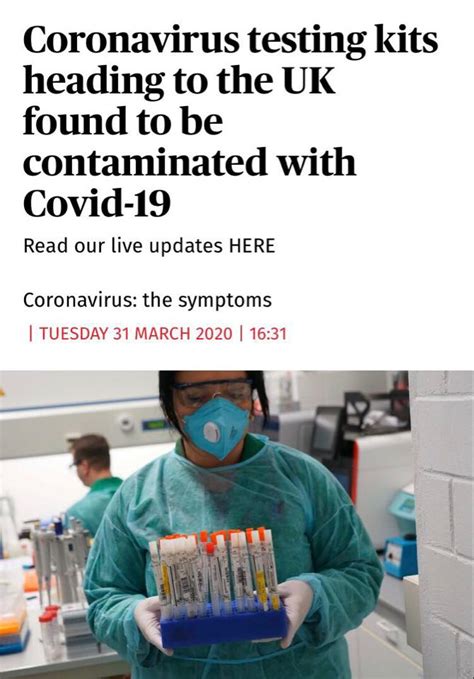 Covid-19 test kits contaminated... with Covid-19. Nice one ...