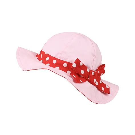 Bow Dots Girls Hat Wide Brim Kids Bucket Hat Cotton Sun Cap For Girl
