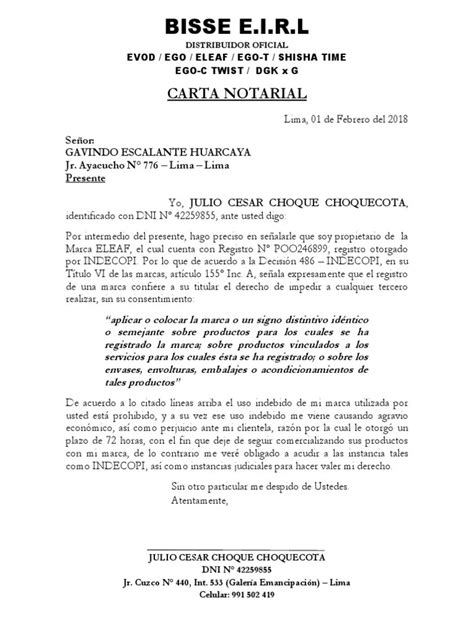 Carta Notarial Solicitando Pago De Deuda Financial Report